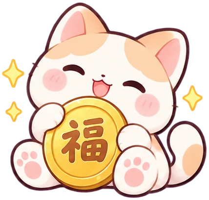 복주화를 든 고양이